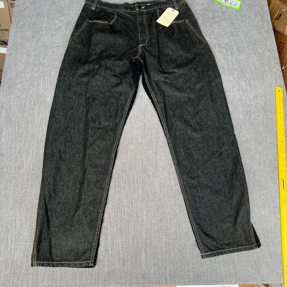 Sean John Denim Corduroy Mixed Panel Jeans Mens 38x33 Black Relaxed Straight-Leg